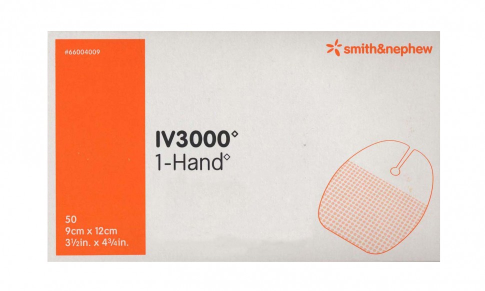 Opsite I.V. 3000 1-Hand повязка пленочная для периферических и центральных катетеров, стерильная, 12х9см, 50шт, 66004009