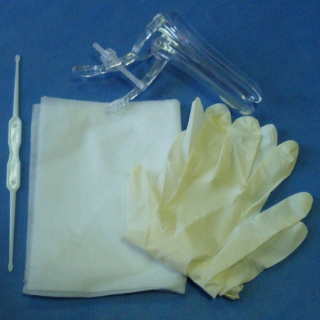 Набор гинекологический одноразовый тип B, зеркало по Куско/салфетка/перчатки/зонд (ложка Фолькмана)