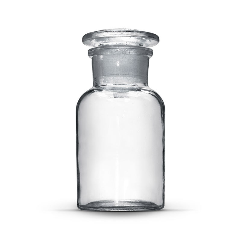 Склянка для реактивов из светлого стекла с широким горлом и притертой пробкой